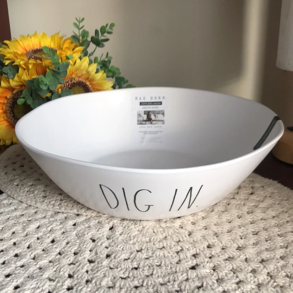 Rae Dunn White 'DIG IN' Melamine Serving Bowl